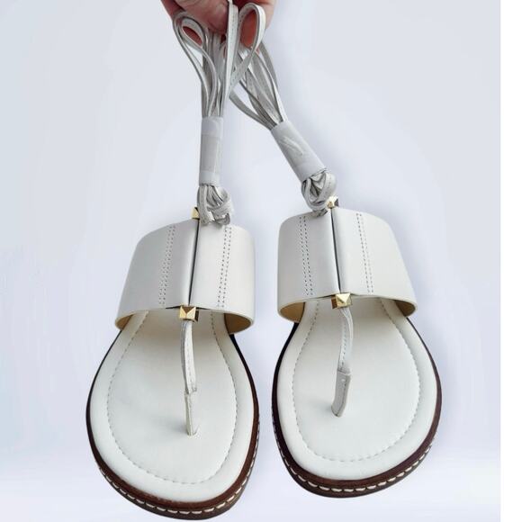 Michael Michael Kors White Marlon Leather Lace-Up Sandal - Picture 6 of 12